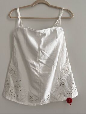 rag & bone White Eyelet Tank with Spaghetti Straps